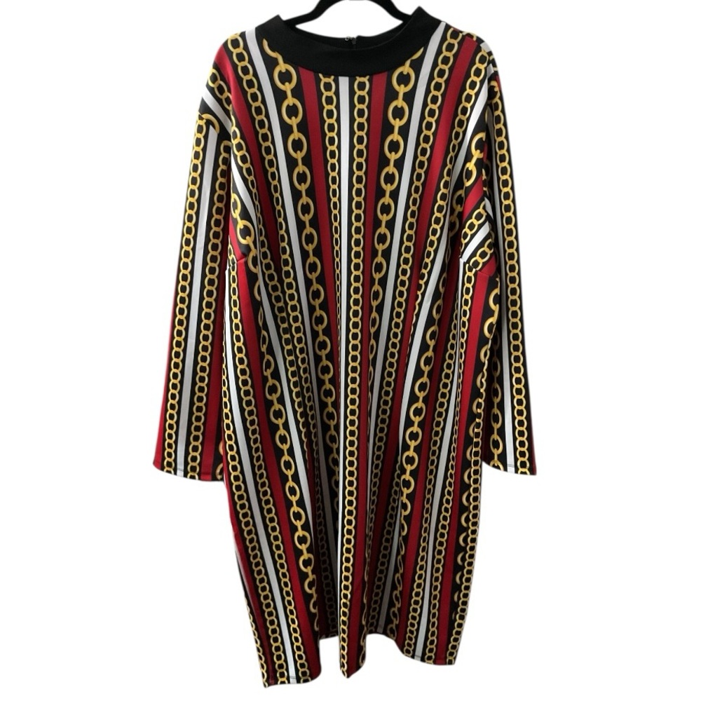 🦄 NWT Chain Print Long Sleeve Dress SZ 30/32